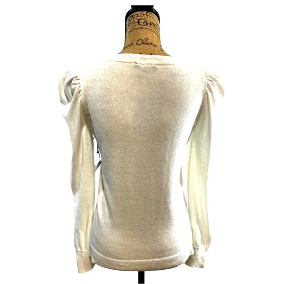 CHEERS Silver Sequin lightweight white long puff sleeves sweater NEW WITH TAGS - Picture 5 of 11